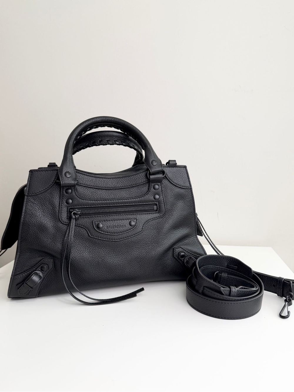 Balenciaga Small Neo City in Black Grained Leather